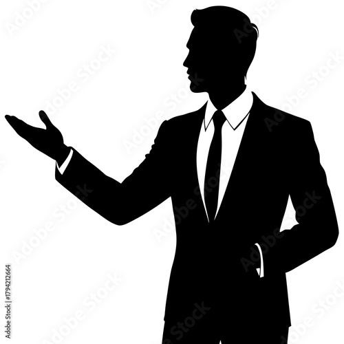 business man silhouette with arms outstretched
