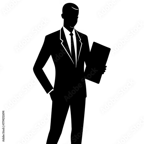 silhouette of a businessman with a file