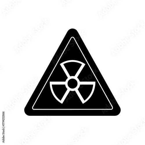 Radiation hazard symbol warning sign triangular shape black and white