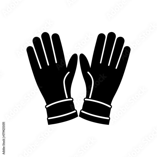 Pair of black protective work safety gloves isolated illustration