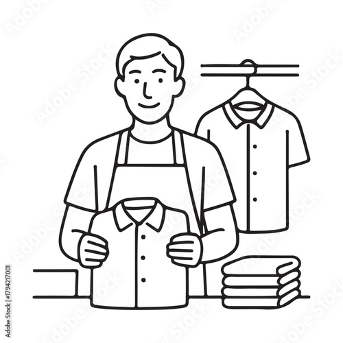 Friendly dry cleaner ready to help with your laundry needs, providing professional clothing care and pressing services for a fresh, clean look every time