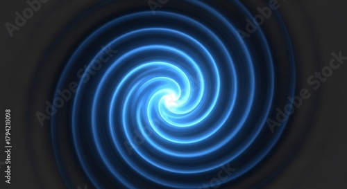 Fototapeta Naklejka Na Ścianę i Meble -  Abstract blue spiral on dark background, hypnotic and mesmerizing effect