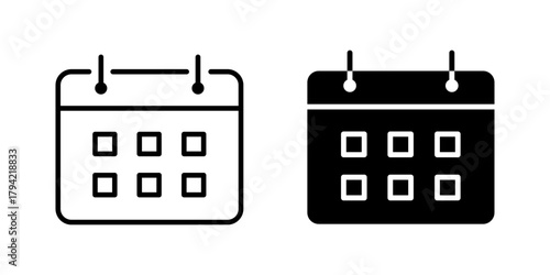 School Calendar outline and pictogram Icon for Education, Schedule, Planning, and Academic Use