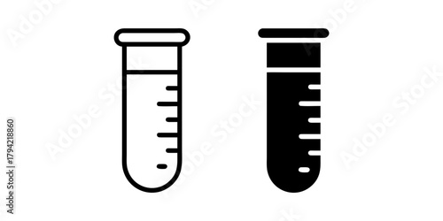 Test Tube outline and pictogram Icon for Science, Laboratory, Chemistry, and Experiment Design