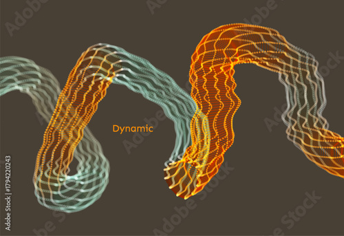 Spiral. Rhythmic sound wave. Dynamic effect. Grid.. Illustration for brochure, poster, cover, card, presentation, flyer or banner.