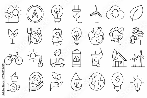 Set of 50 Creative Idea Line Icons with Light Bulbs, Pencils, and Design Tools	
