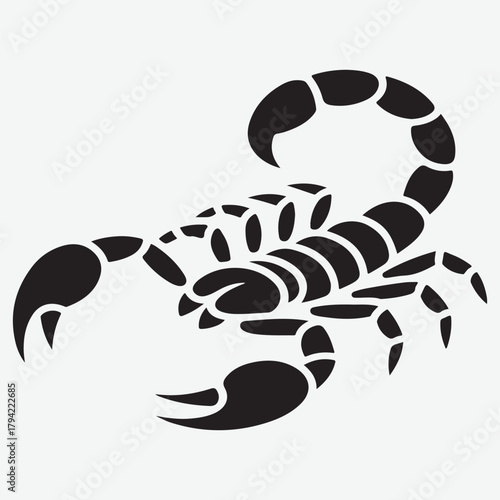 Black Scorpion Silhouette on White Background