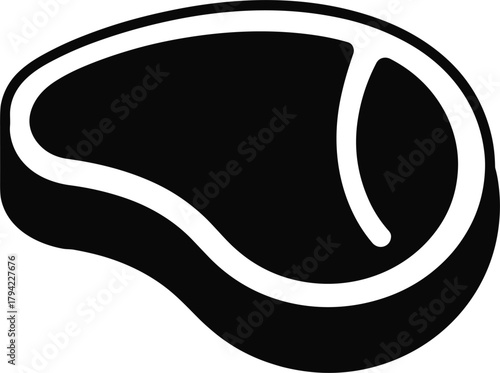 Black silhouette of a raw steak with bone and fat outline meat beef