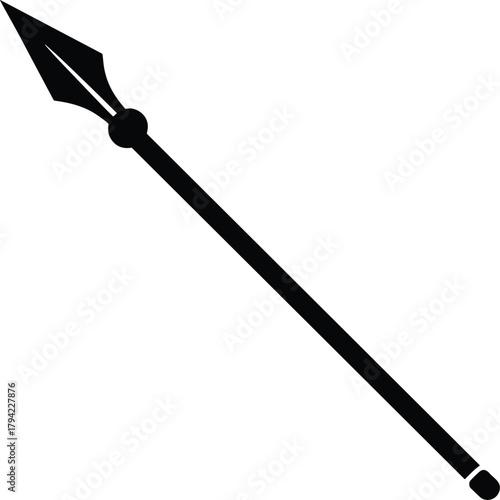 Black Silhouette of a Spear Weapon on a White Background ancient military