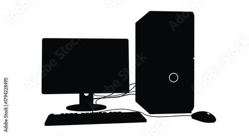 Abstract geometric shapes and lines in a dynamic composition with a distinctive silhouette