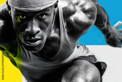 Minimalist sports poster design featuring dynamic athlete pose