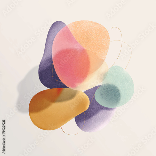 Abstract watercolor shapes in gentle colors modern organic design style