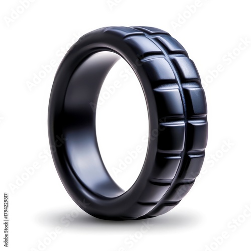 Sleek black rubber ring with textured design and modern aesthetics
