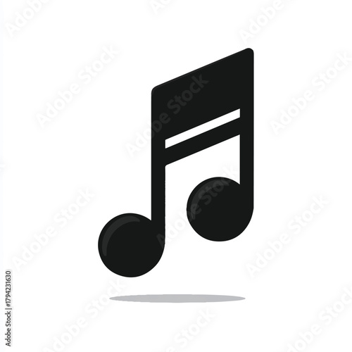 Black musical note illustration on a white background for creative projects