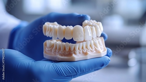 Expertly crafted dental bridge showcases modern dentistry and restorative care, promising a confident, healthy smile with precision and artistry