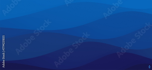 Blue abstract ocean seascape. Sea surface. Water waves. Nature background. Vector illustration for banner, flyer, poster, cover or brochure.