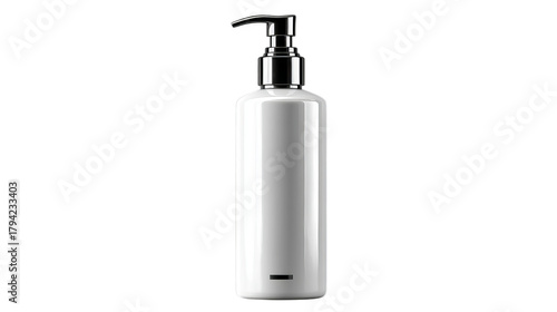 Sleek white pump bottle for skincare, featuring a modern, minimalist design.