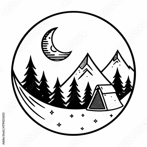 camping icons set