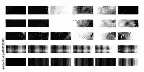 Abstract halftone patterns and gradients with black and white tones