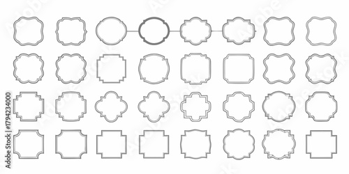 Collection of decorative ornamental frames and borders in various shapes and styles on a white background