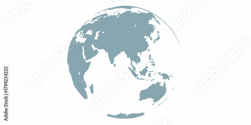 Stylized globe showing asia australia and pacific islands on a white background
