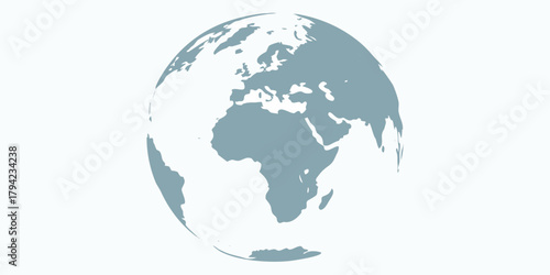 Stylized earth globe with africa and europe prominently displayed on a clean white background