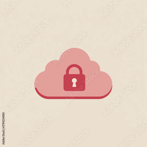 Cloud security icon in muted colors for data protection concept