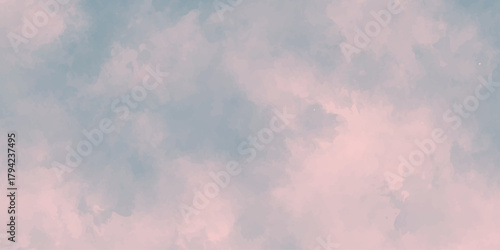 Blue sky cloudscape with sun, white cumulus clouds, and bright summer light