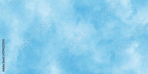 Beautiful bright blue sky with fluffy white clouds, a clear summer cloudscape background