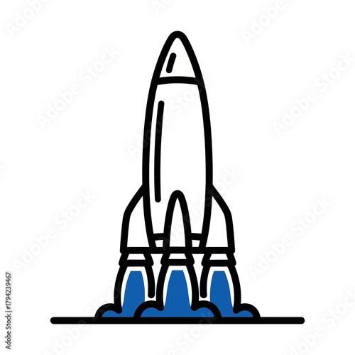 Stylized Rocket Liftoff Icon Representing Startup Innovation and Ambitious Growth
