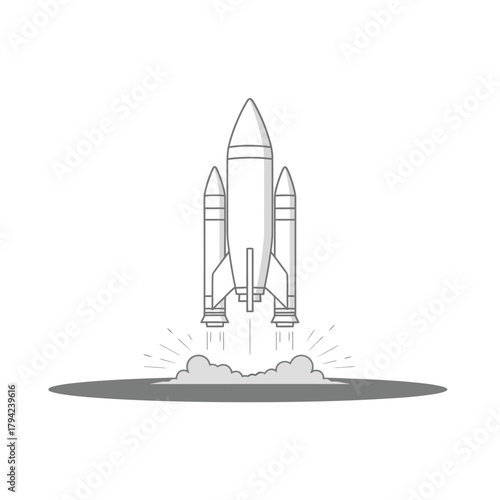 Stylized rocket launch symbolizing innovation, progress, and the beginning of a new venture