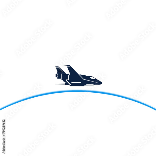 Futuristic Aircraft Ascending Over Horizon - Space Exploration