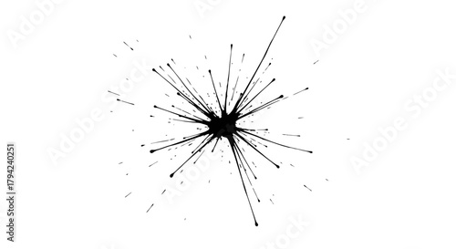 Abstract starburst vector illustration black and white radiating lines from a central point isolated on white background