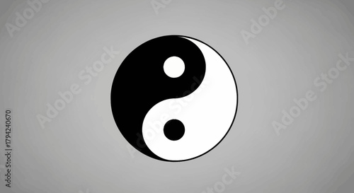 Yin and Yang symbol representing balance and harmony isolated on a gray background