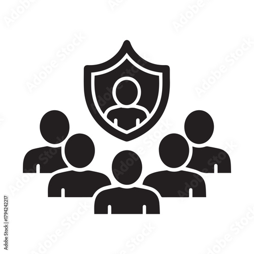 Group protection shield icon for community safety and security Vector
