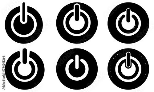 Versatile power button icon set for modern design, adaptable for tech, UI/UX, and electronics projects, symbolizing control and energy efficiency