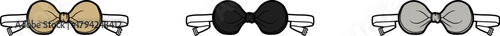 Bow tie variations vector illustrations of stylish accessories in gold, black, and silver for design elements