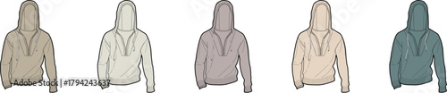 Variety of Fashionable Pullover Hoodies in Various Colors for Design and Style Concepts