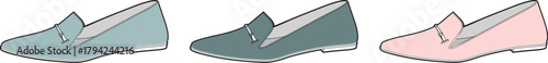 Elegant Loafer Shoe Trio A Stylish Selection in Pastel Hues for Footwear Designs and Fashion Concepts