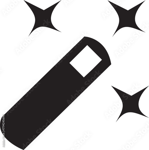 Black and white magic wand with stars