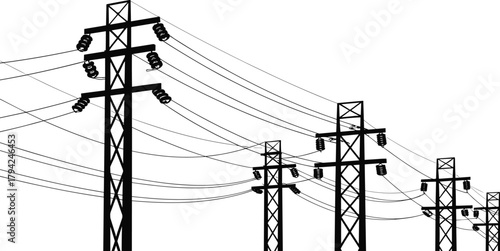 Silhouette, electricity, transmission tower, power line, infrastructure, energy, industrial, grid, utility pole, engineering, voltage, structure, network, distribution, technology, 