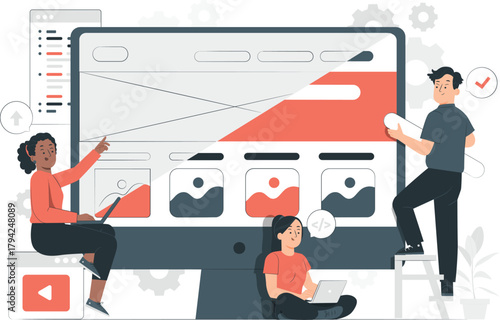 Team Building a Website Interface on a Large Monitor website building web design