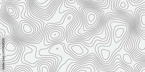 Abstract topographic contour pattern with smooth flowing lines on a clean white background. Minimalist geometric texture suitable for modern design, mapping concepts, wallpapers, and digital graphics.