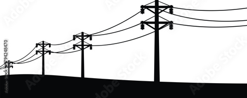 Silhouette, utility poles, power lines, electricity, infrastructure, rural landscape, energy grid, transmission, sunset, industrial, connection, distance, insulators, network, countryside,