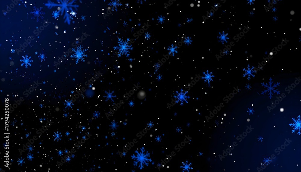Fototapeta premium Blue Snowfall and Glowing Particle Abstract Background