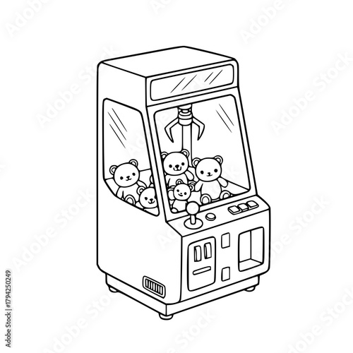 Cute plush claw machine arcade illustration