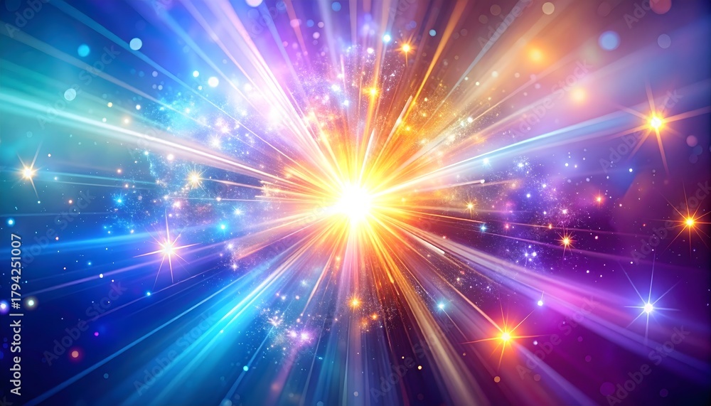 Naklejka premium Vibrant Radiant Flash with Multicolor Space Effects and Streaking Light Beams