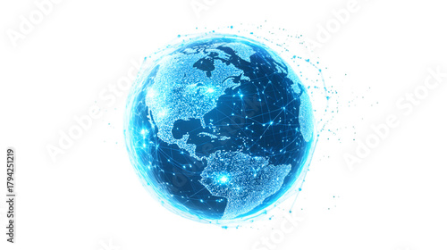 Digital earth globe with glowing network connections concept of global communication