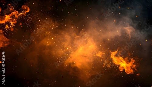 Abstract Fiery Bokeh and Particle Background
