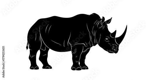 Black rhinoceros silhouette